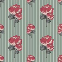 retro color flower line pattern vector