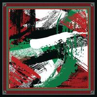 abstract grunge green and red pattern scarf design vector