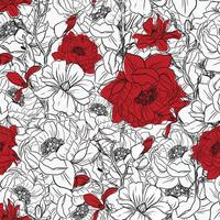 outlined hand drawn flower pattern vector