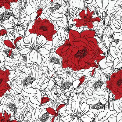 outlined hand drawn flower pattern
