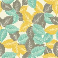 bright color leaves retro pattern vector