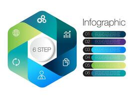 Infographic template for business 6 step option hexagon modern design planning, data, strategy, diagram vector