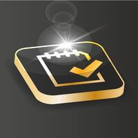 Golden Isometric Clipboard with check mark icon vector
