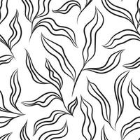 Seamless pattern with twigs and leaves outline. Hand drawn floral botanical design. Modern print for textile, fabric, wallpaper, wrapping, scrapbook and packaging vector