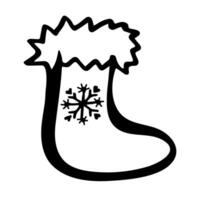 Christmas sock with snowflake in doodle style vector