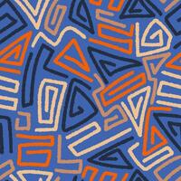Abstract geometric seamless pattern with textured lines. Repeated ethnic motif. Great for textile, fabric, wallpaper, wrapping, scrapbook and packaging vector