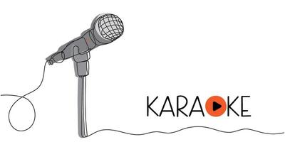 Continuous one line drawing of karaoke microphone. karaoke party invitation flyer poster design template for your event. vector