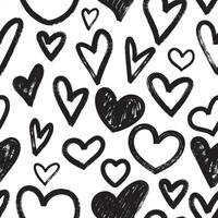Seamless pattern with hand drawn hearts in brush stroke texture paint style. Romantic print for valentines day. Great for textile, fabric, wallpaper, wrapping, scrapbook and packaging vector