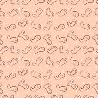 Seamless pattern with heart doodle lineart for romantic theme. vector
