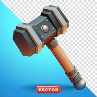 Medieval hammer, 3d. Suitable for design elements and games vector