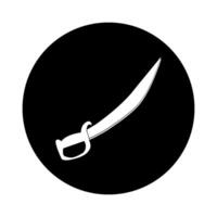 A very sharp sword icon, with a black circle background, vector