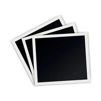 Stack of retro photo cards. Blank instant photo frames isolated on white background vector