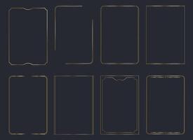 Set of golden frames in different shapes. Luxury golden frame borders for invitation cards of wedding vector