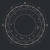 Celestial abstract background with orbits and stars and empty space for text vector
