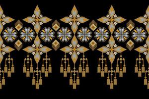 Geometric floral pattern background.flower ethnic pixel pattern. vector
