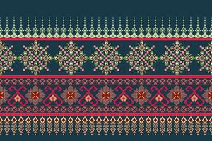 Geometric floral pattern background.flower ethnic pixel pattern. vector