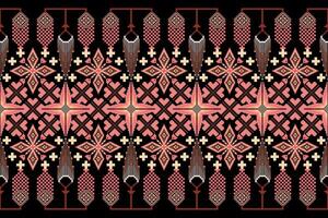 Geometric floral pattern background.flower ethnic pixel pattern. vector