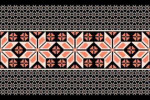Geometric floral pattern background.flower ethnic pixel pattern. vector