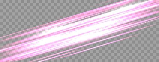 Speed rays, velocity light neon flow, zoom in motion effect, pink glow speed lines, colorful light trails, stripes. vector