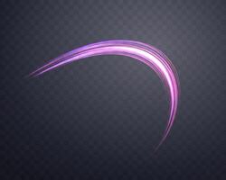 Glowing purple lines. Neon realistic energy speed. Abstract light effect vector