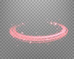 Red magic ring with glowing. Neon realistic energy flare halo ring. Abstract light effect vector
