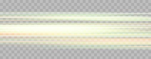 Speed rays, velocity light neon flow, zoom in motion effect, green and orange glow speed lines, colorful light trails, stripes. vector