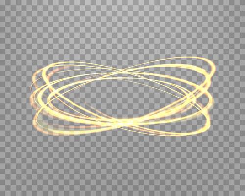 Orange magic glowing ring. Neon realistic energy flare halo ring. Abstract light effect