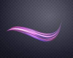 Glowing purple lines. Neon realistic energy speed. Abstract light effect vector