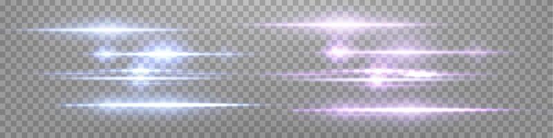 Pink and blue lens flares set. Sun flash with rays or spotlight and bokeh. Glow flare light effect. vector