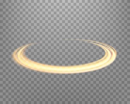Orange magic ring with glowing. Neon realistic energy flare halo ring. Abstract light effect