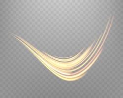 Glowing orange lines. Neon realistic energy speed. Abstract light effect vector