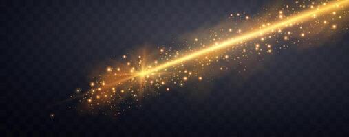 Orange horizontal laser beam. Neon line, presentation pointer. Orange glow flare light effect. vector