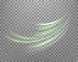 Glowing green lines. Neon realistic energy speed. Abstract light effect vector
