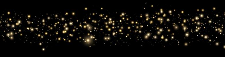 Gold glittering dots, particles, stars magic sparks. Glow flare light effect. Gold luminous points. vector
