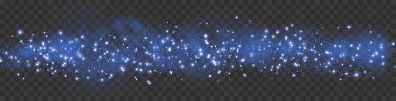 Blue glittering dots, particles, stars magic sparks. Glow flare light effect. Blue luminous points. vector
