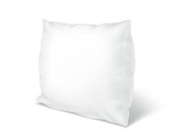 Pillow with blank surface realistic illustration. Soft cushion in pillowcase for bed 3d model on white background. Bedding and rest item vector