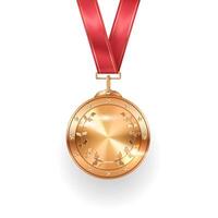 Winner honor gold medal with leaves pattern realistic illustration. First place precious metal reward 3d object on white background vector
