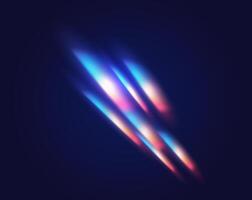 Multicolor light refraction flashes realistic illustration. Overlay rainbow sparks 3d element on black background. Optical template vector