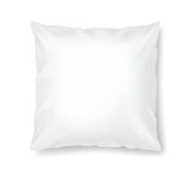 Pillow in silk pillowcase realistic illustration. Sleeping cushion for bedroom 3d model on white background. Design mockup upper view vector