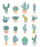 cactus minimal cartoon flat color vector