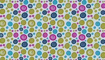 Pattern with colorful circles. Linear spiral illustration. Green and blue swirl round circles background. vector
