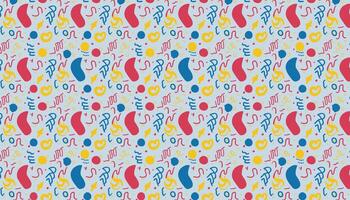 Pattern with hand drawn squiggle lines and and blot shapes illustration vector