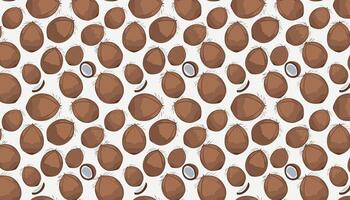 Seamless pattern with coconuts on a white background. vector