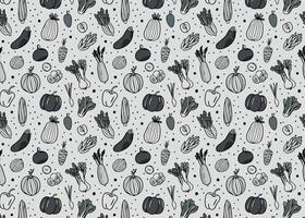 Seamless pattern with hand drawn vegetables. Flat illustration in sketch style. vector