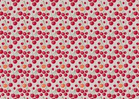 Seamless pattern with red cherries on a gray background. vector