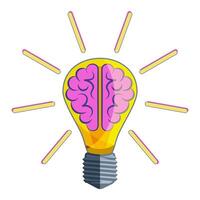 An incandescent light bulb with an image of brains inside. vector