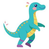 Dreadnoughtus dinosaur dancing kawaii vector