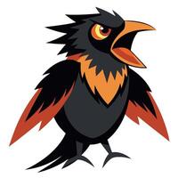 Drongo bird screams kawaii vector
