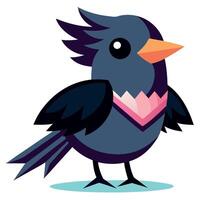 Drongo bird sits kawaii vector