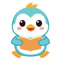 Duck learns kawaii vector